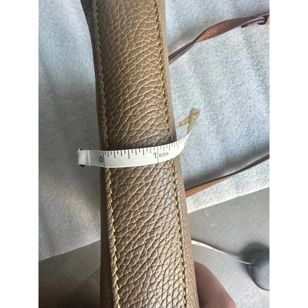 Dooney & Bourke Pebble Leather Crossbody Bag Taupe Brown Front Zip Pocket